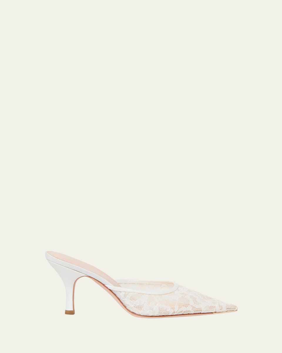 Layla Lace Kitten Mule Pumps